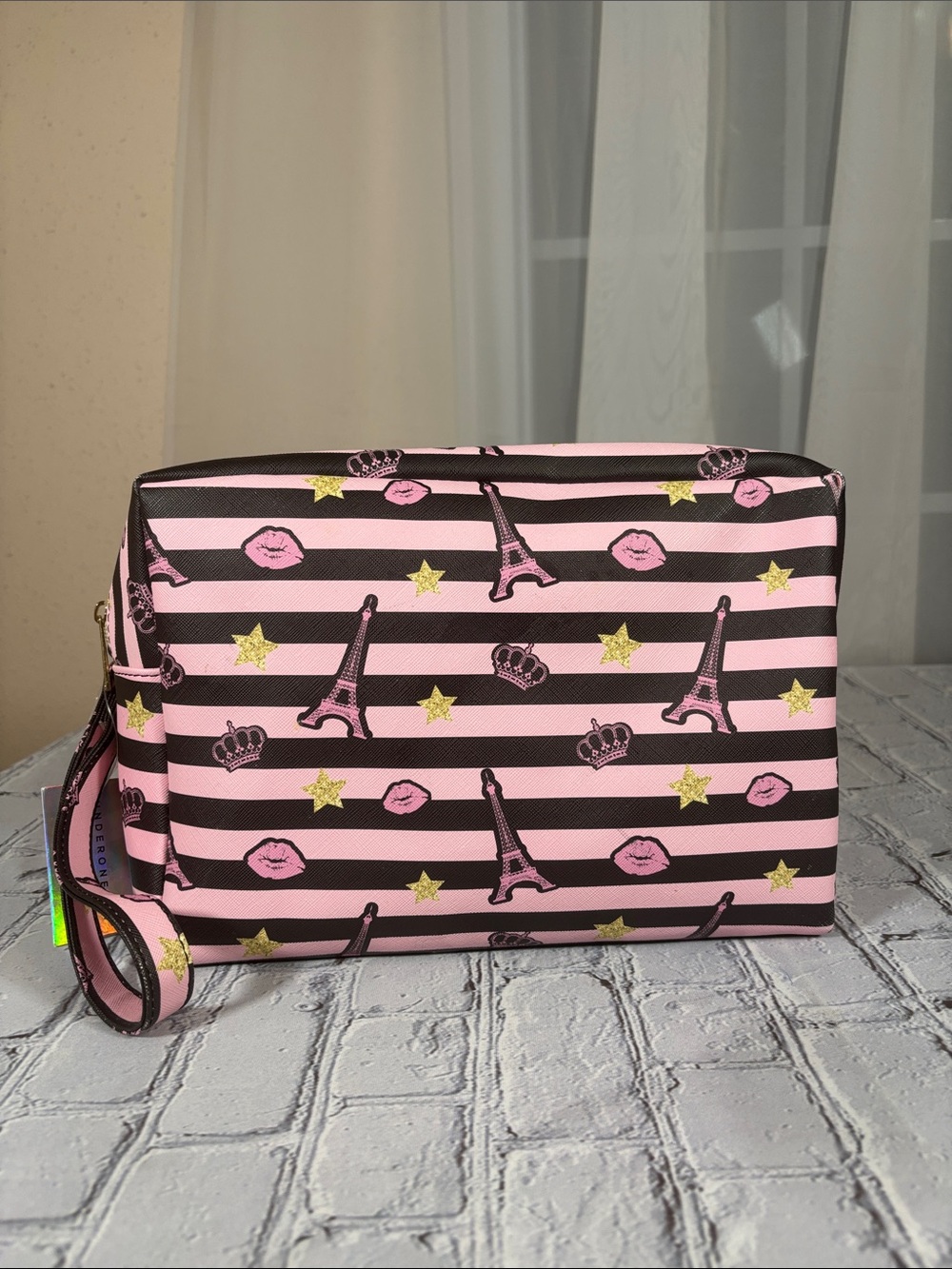 Under one sky Paris Pink Stars Makeup Bag